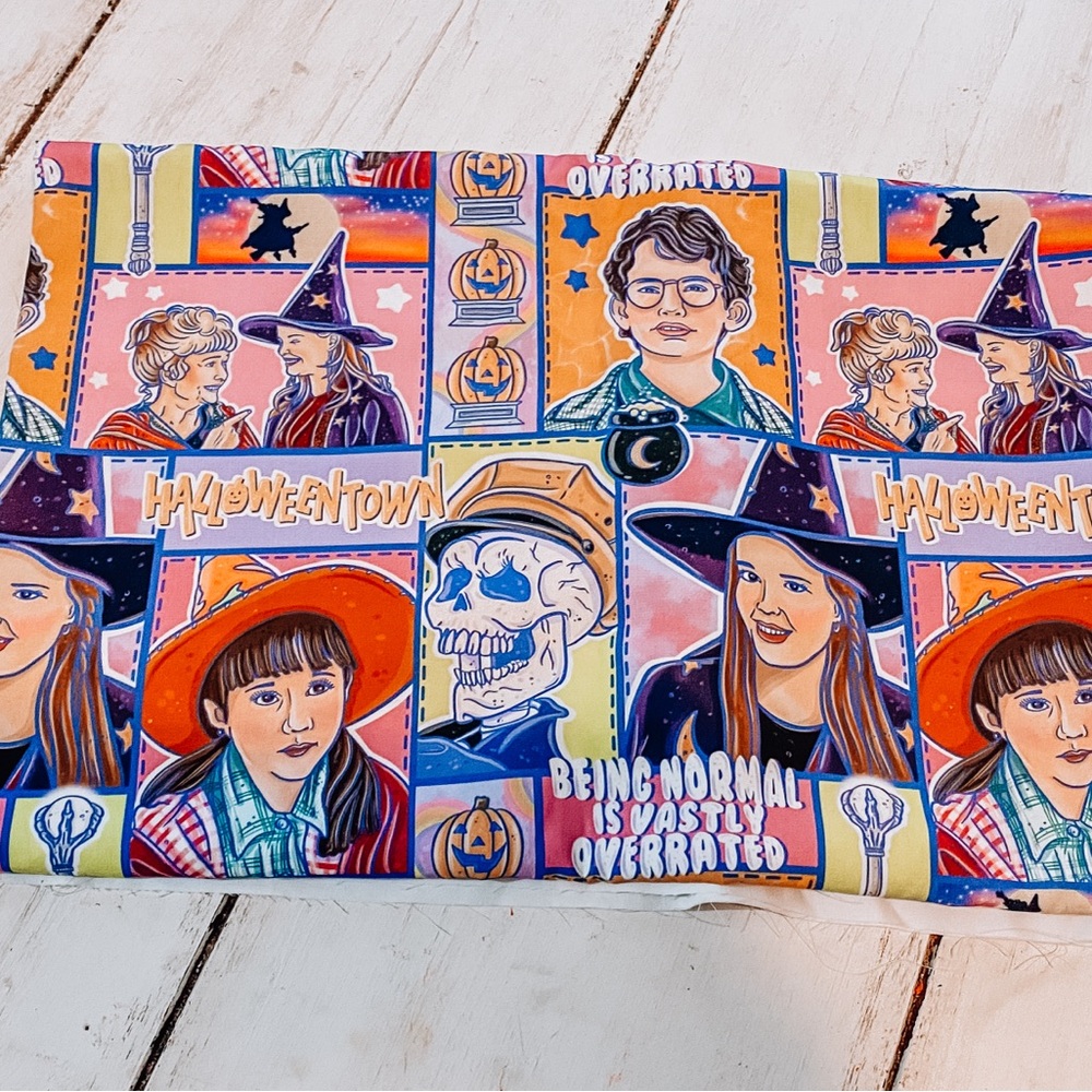 Colorful Halloween Town Fabric